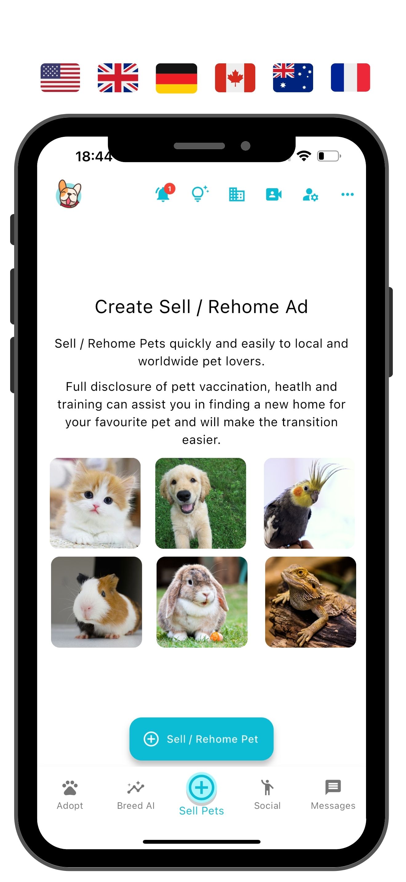 RehomePets.app Features